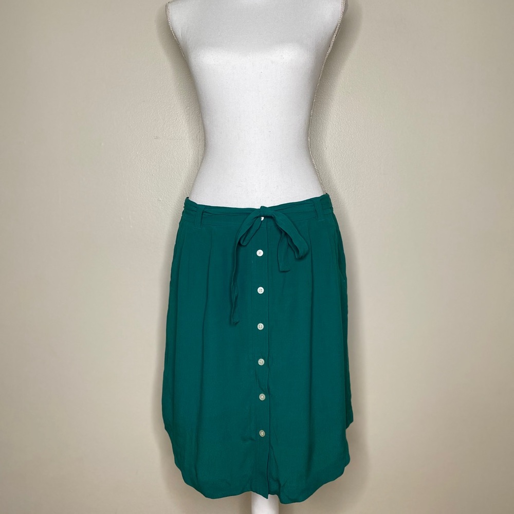 Loft Green Skirt With Front Button Accents